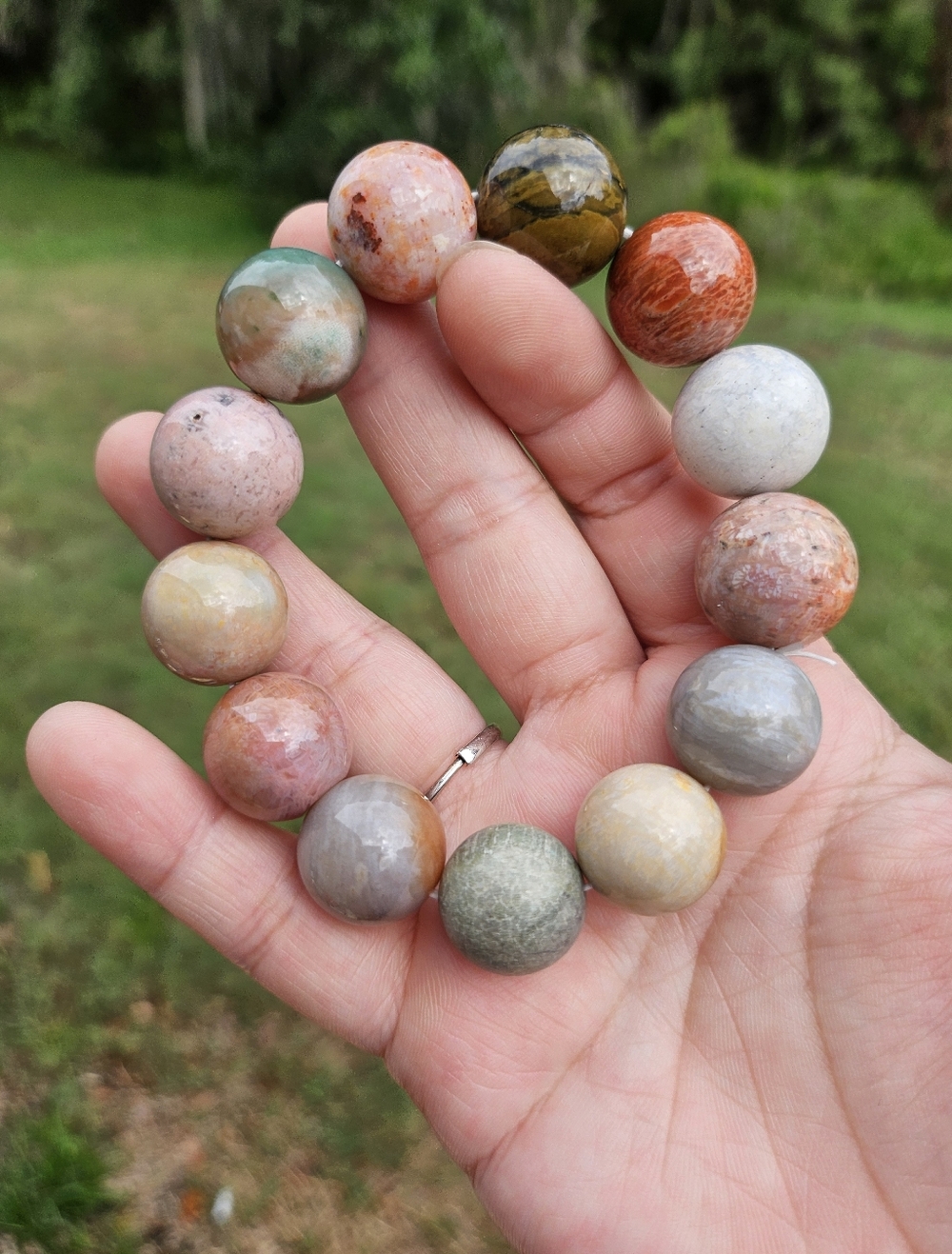 coral jade bracelet 16mm